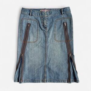y2k FCUK jean zip up midi skirt Vintage NWT